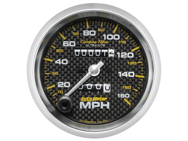 Auto Meter Carbon Fiber ULTRA-LITE Digital Stepper Motor Gauge, 5", GPS Speedometer (0-140 MPH)