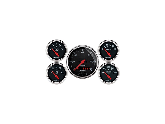 Auto Meter Designer Black Air-Core 5-Piece Gauge Kit, 3-1/8" & 2-1/16"