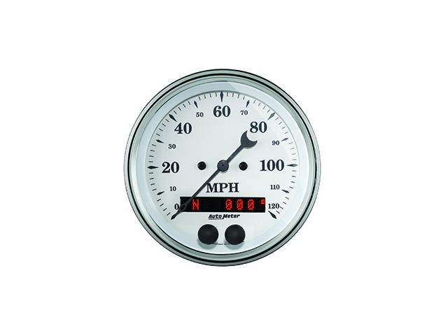 Auto Meter Old Tyme White In-Dash Tach & Speedo, 3-3/8", Speedometer/GPS (0-120 MPH)