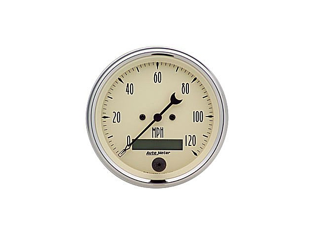 Auto Meter ANTIQUE BEIGE Air-Core Gauge, 3-3/8", Electric Speedometer (0-120 MPH)