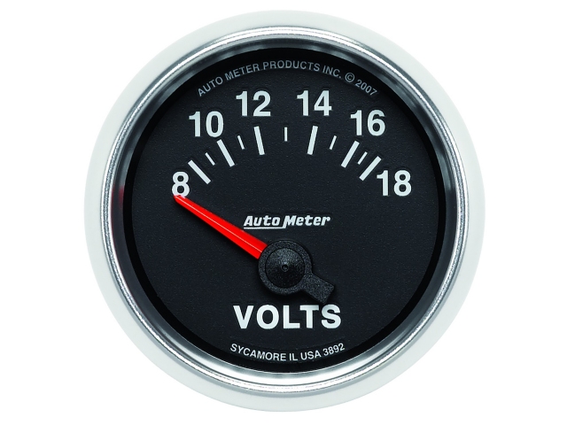 Auto Meter GS Air-Core Gauge, 2-1/16", Voltmeter (8-18 Volts)