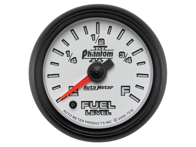 Auto Meter Phantom II Digital Stepper Motor Gauge, 2-1/16", Fuel Level Programmable (0-280 Ohms)