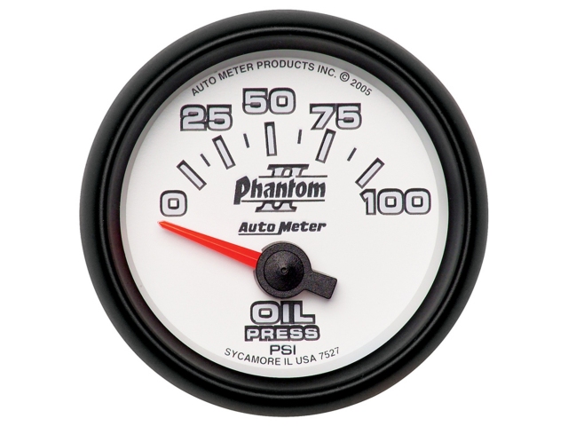 Auto Meter Phantom II Air-Core Gauge, 2-1/16", Oil Pressure (0-100 PSI)