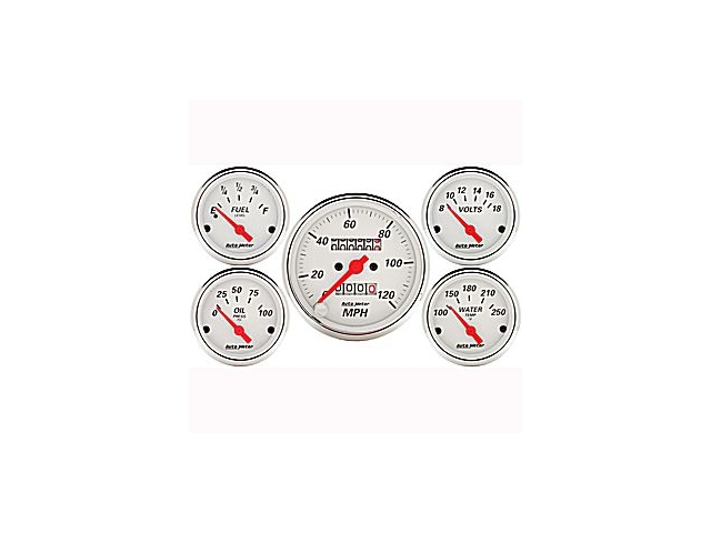 Auto Meter Arctic White Air-Core 5-Piece Gauge Kit, 3-1/8" & 2-1/16"