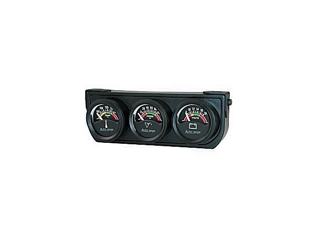 Auto Meter Auto gage Air-Core Gauge Console, 1-1/2", Water Temperature/Oil Pressure/Voltmeter (100-280 F/100 PSI/18 Volts)