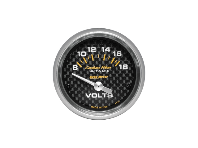 Auto Meter Carbon Fiber ULTRA-LITE Air-Core Gauge, 2-1/16", Voltmeter (8-18 Volts)