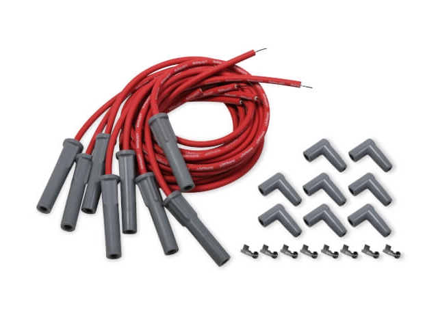 Holley EFI 8.2mm Spark Plug Wire Set, Red w/ Grey 180 Degree Boots (GM LS)