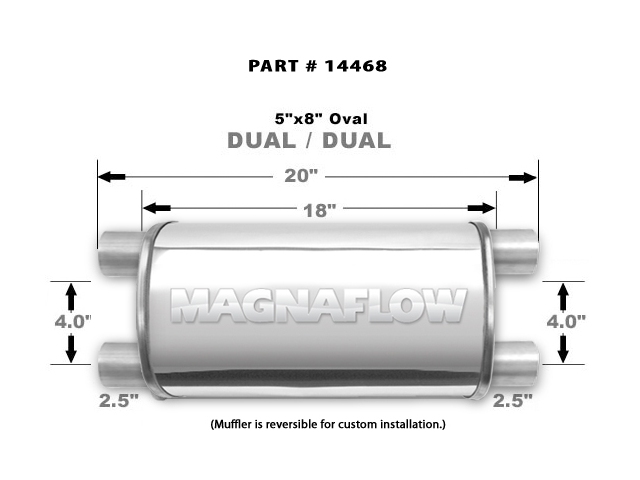 MagnaFlow 5" x 8" Oval Body Muffler, Polished