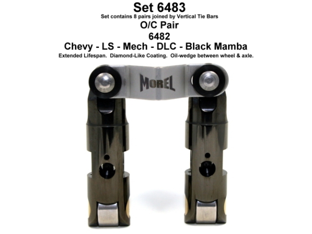 Morel BLACK MAMBA Mechanical Roller Lifters (BLACK MAMBA LS .842D T/B U/P P/O +.300 O/C; FITS 5 & 6 HBP DLC)