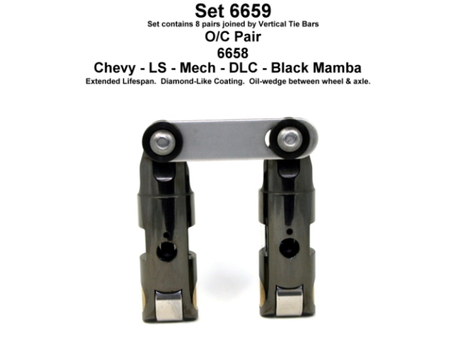 Morel BLACK MAMBA Mechanical Roller Lifters (BLACK MAMBA LS .903D T/B U/P P/O +.300 O/C; FITS 5 & 6 HBP DLC)
