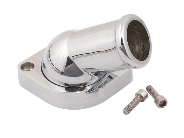 MR. GASKET Swivel Water Neck, Chrome-Plated (1997-2009 GM LS)