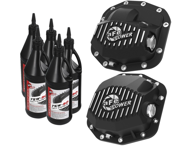 aFe POWER PRO SERIES Differential Covers w/ Machined Fins, Front & Rear, Black (2018 Wrangler JL)