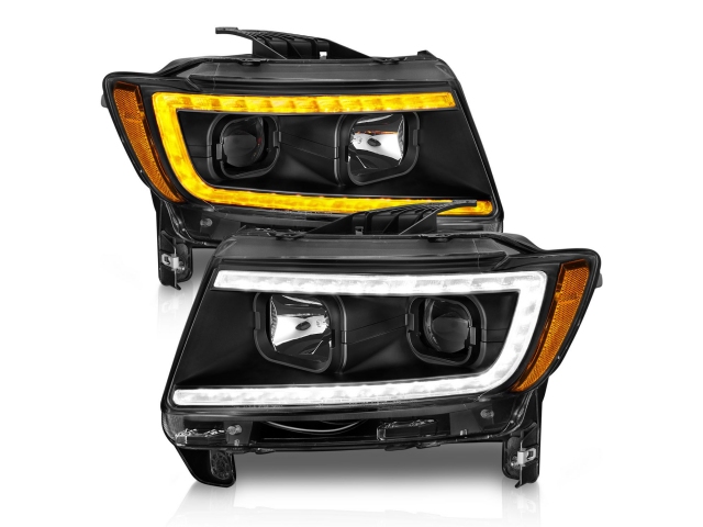 ANZO Projector Switchback Plank Style Headlights, Black Housing (2011-2013 Jeep Grand Cherokee)