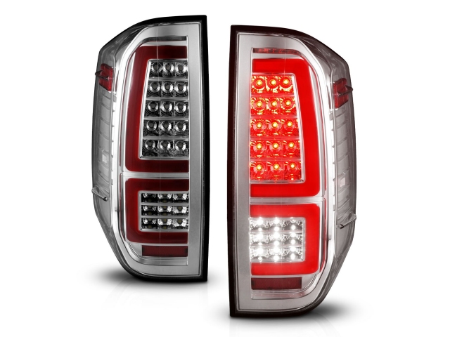 ANZO LED Tail lights w/ Clear Lens & Sequential Signal, Chrome Housing (2014-2021 Toyota Tundra)
