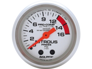 Auto Meter Ultra-Lite Mechanical Gauge, 2-1/16", Nitrous Pressur