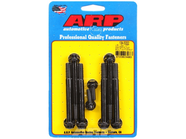 ARP Water Pump Bolt & Thermostat Housing Bolt Kit [BLACK OXIDE | 12-POINT] (GM LS) - Click Image to Close