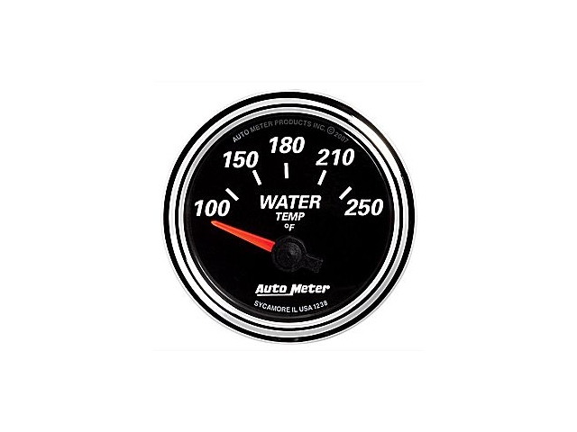 Auto Meter Designer Black II Air-Core Gauge, 2-1/16", Water Temperature (100-250 F)