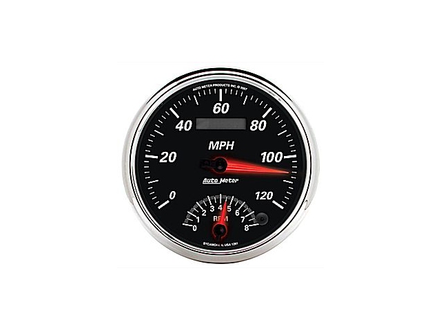 Auto Meter Designer Black II Air-Core Gauge, 5", Electric Tachometer/Speedometer (8000 RPM/120 MPH)