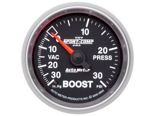 Auto Meter SPORT-COMP II Mechanical, 2-1/16", Vacuum/Boost (30 In. Hg./30 PSI)