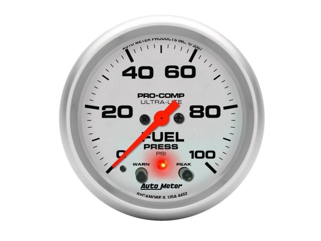Auto Meter PRO-COMP ULTRA-LITE Digital Stepper Motor Gauge, 2-5/8", Fuel Pressure (0-100 PSI)