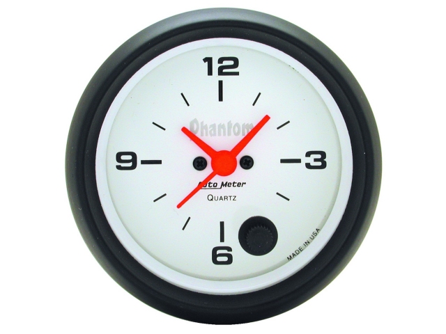 Auto Meter Phantom Air-Core Gauge, 2-5/8", Clock w/ Quartz (12 Hour)