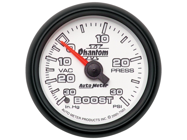Auto Meter Phantom II Mechanical, 2-1/16", Vacuum/Boost (30 In. Hg./30 PSI)