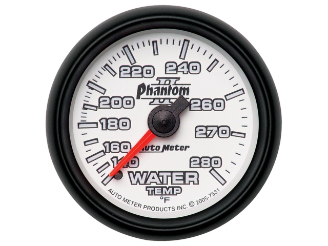 Auto Meter Phantom II Mechanical, 2-1/16", Water Temperature (140-280 deg. F)