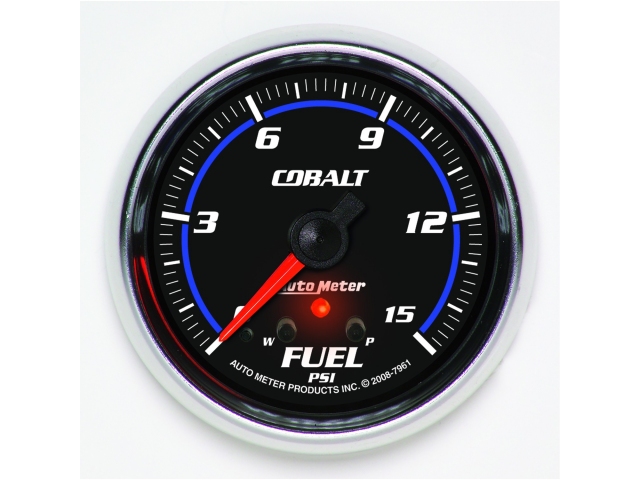 Auto Meter COBALT Digital Stepper Motor Gauge, 2-5/8", Fuel Pressure w/ Peak & Warn (0-15 PSI)