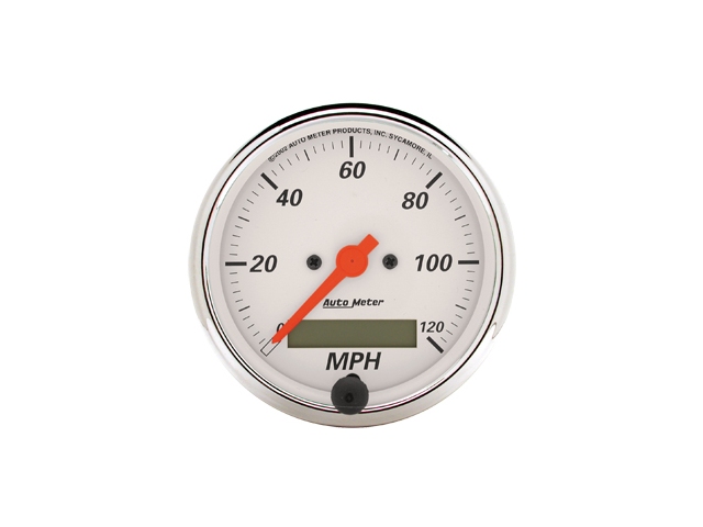 Auto Meter Arctic White Air-Core Gauge, 3-1/8", Electric Speedometer (0-120 MPH)