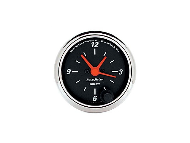 Auto Meter Designer Black Quartz Gauge, 2-1/16", Clock (12 Hour)