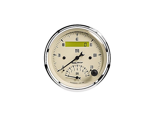 Auto Meter ANTIQUE BEIGE Air-Core Gauge, 3-3/8", Electric Tachometer/Speedometer (8000 RPM/120 MPH)