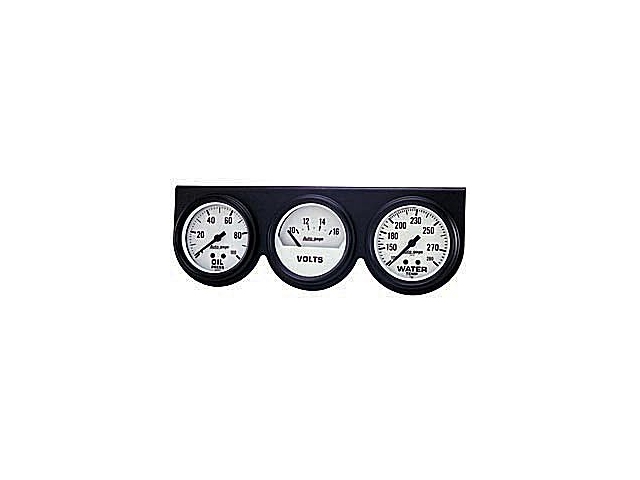 Auto Meter Auto gage Mechanical Gauge Console, 2-5/8", Oil Pressure/Voltmeter/Water Temperature (100 PSI/16 Volts/100-280 F)