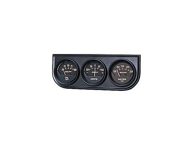 Auto Meter Auto gage Mechanical Gauge Console, 2-1/16", Oil Pressure/Amp/Water Temperature (100 PSI/-60-+60 Amps/130-280 F)