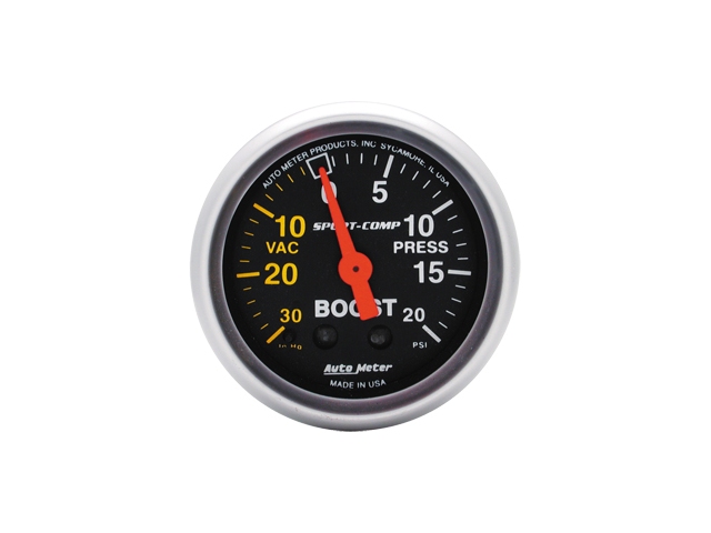 Auto Meter Sport-Comp Mechanical, 2-1/16", Vacuum/Boost (30 In. Hg.-Vac/20 PSI)
