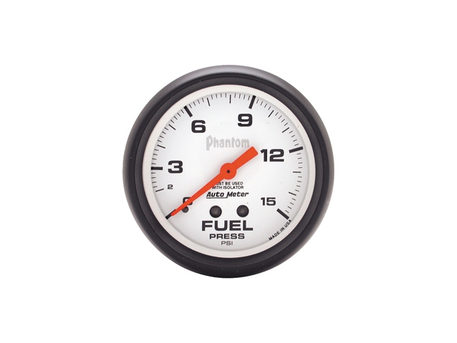 Auto Meter Phantom Mechanical, 2-5/8", Fuel Pressure w/ Isolator (0-15 PSI)