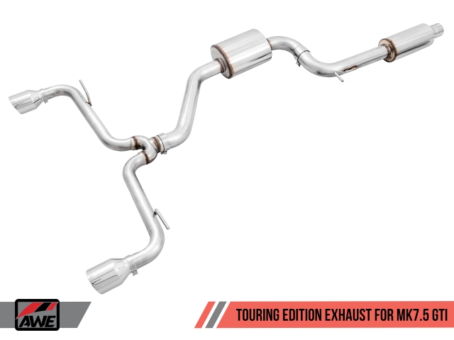 AWE-TUNING TOURING EDITION Cat-Back Exhaust w/ Chrome Silver Tips (2018-2019 Golf GTI)