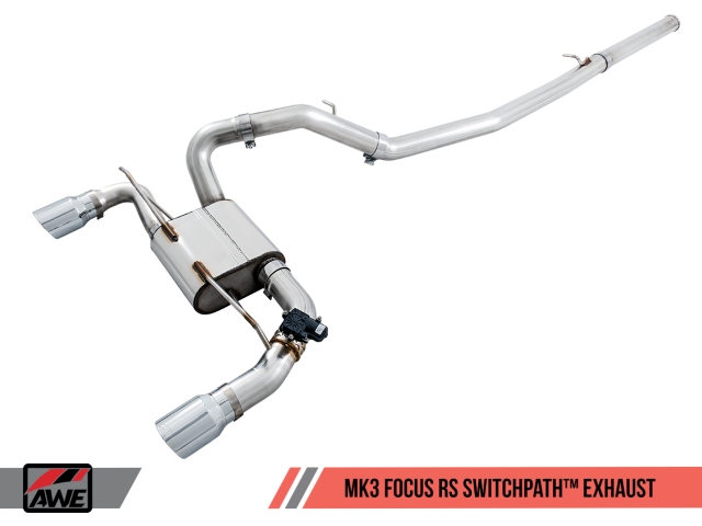 AWE-TUNING SWITCHPATH Cat-Back Exhaust w/ Chrome Silver Tips & SWITCHPATH Remote (2016-2018 Focus RS)
