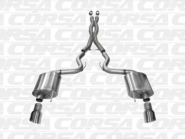 CORSA SPORT 3.0" Dual Rear Exit Cat-Back Exhaust w/ 4.5" Polished Tips (2015-2017 Mustang GT)