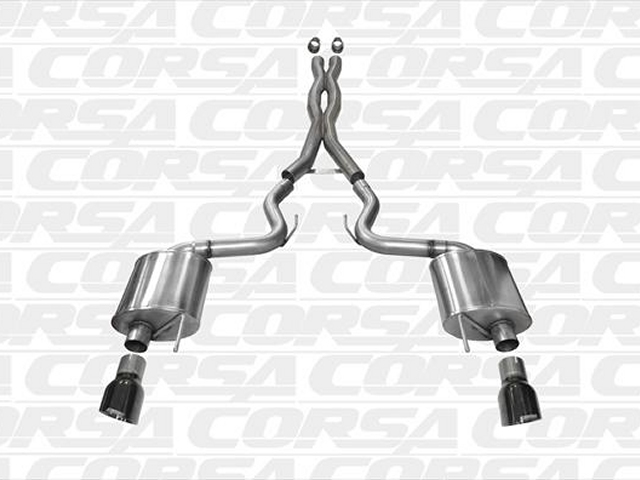 CORSA SPORT 3.0" Dual Rear Exit Cat-Back Exhaust w/ 4.5" Black Tips (2015-2017 Mustang GT)