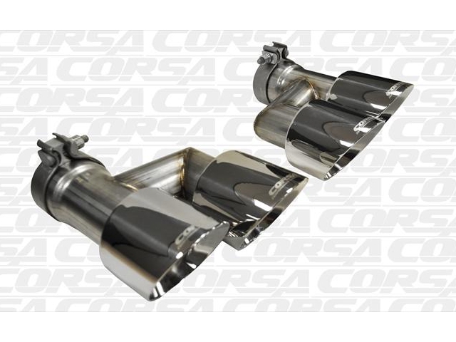 CORSA Dual Rear Exit Exhaust Twin 4.0" Polished Tips (2015-2018 Mustang GT)