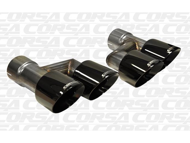 CORSA Dual Rear Exit Exhaust Twin 4.0" Black PVD Tips (2015-2018 Mustang GT)