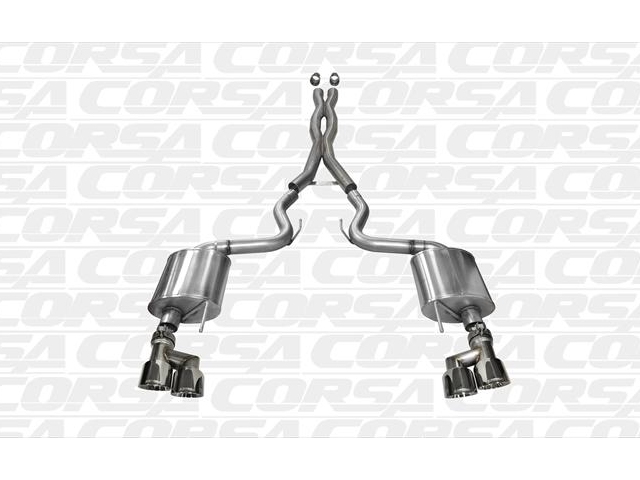 CORSA SPORT 3.0" Dual Rear Exit Cat-Back Exhaust w/ Twin 4.0" Polished Tips (2015-2018 Mustang GT)
