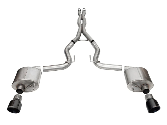 CORSA SPORT 3" Dual Rear Exit Cat-Back Exhaust w/ 4.5" Black PVD PRO-SERIES Tips (2024 Ford Mustang GT)