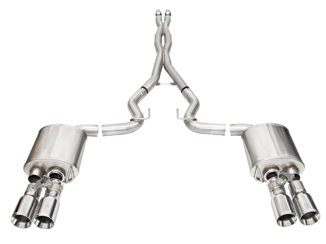 CORSA XTREME-TOURING 3" Dual Rear Exit Valved Cat-Back Exhaust w/ Twin 4.0" Polished Straight Cut Tips (2024 Ford Mustang GT)