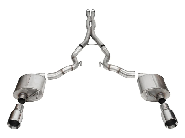 CORSA SPORT 3" Dual Rear Exit Cat-Back Exhaust w/ 4.5" Polished Straight Cut Tips (2024 Ford Mustang GT)