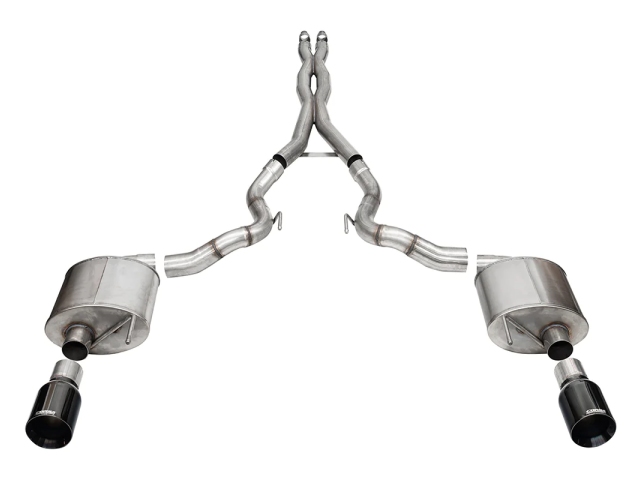 CORSA SPORT 3" Dual Rear Exit Cat-Back Exhaust w/ 4.5" Black PVD Straight Cut Tips (2024 Ford Mustang GT)