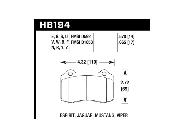 HAWK HP (HIGH PERFORMANCE) Plus Brake Pads, Front (1992-2002 Viper R/T-10, GTS & ACR)