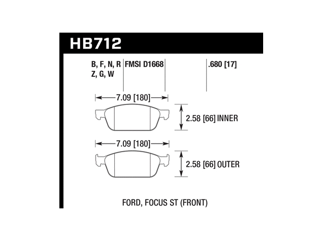 HAWK HPS (HIGH PERFORMANCE STREET) 5.0 Brake Pads, Front (2013-2014 Focus ST)