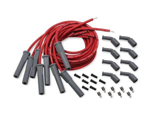 Holley EFI 8.2mm Spark Plug Wire Set, Red w/ Grey 180 Degree Boots (GM LS)