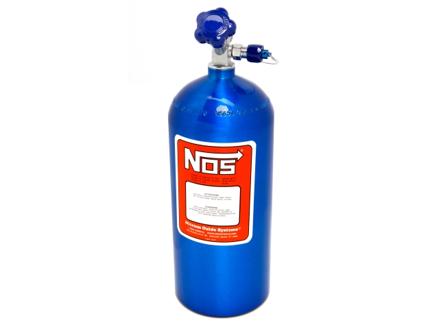 NOS Electric Blue Nitrous Bottle w/ Hi-Flow Valve & Racer Safety, 10 Pound